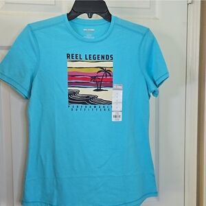 NWT Reel Legends Turquoise Beach Graphic Tee Aqua